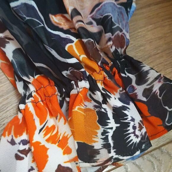 Just Cavalli Multicolor Floral Print Cotton & Silk Oversized Blouse S - Picture 4 of 11